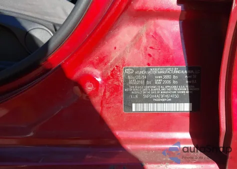 2015 Hyundai Elantra Se z USA, uszkodzony, nr VIN 5NPDH4AE9FH614150